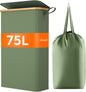 Lifewit 75L Slim Laundry Hamper with Lid, Narrow Laundry Basket with Removable Bag & Bamboo Handles, Fodable Thin Dirty Clothes Hamper for Laundry Collapsible Bin for Bathroom Bedroom Dorm, Green