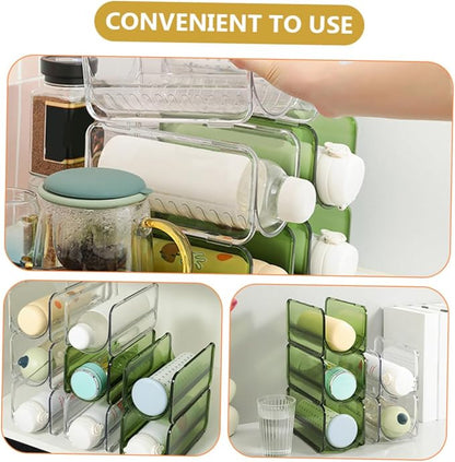 Zerodeko 4pcs Stackable Water Bottle Organizer Rack for Kitchen Cabinets and Stylish Storage for Bottles and Vacuum Containers