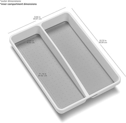 madesmart Premium Small Utensil Tray, Deep Storage for Ladles, Whisks & Serving Tools, Non Slip Lining, for Drawers & Home Organization, White