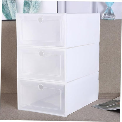 Zerodeko 6pcs Transparent Stackable Shoe Boxes Drawer Type Plastic Storage Containers with Breathable Design for Mens Shoes Dustproof Organizer