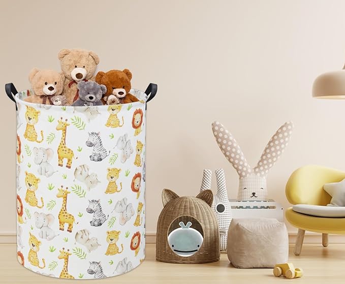 Woodland Baby Laundry Basket Animal Baby Hamper for Nursery Girl Kids Hamper Cute Kids Toys Storage Bin Organizer Animal Nursery Decor for Home(Green Animal)