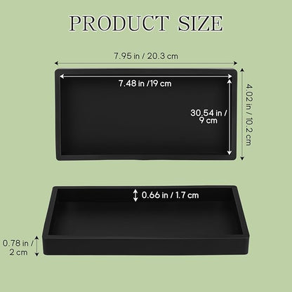 Black Silicone Tray Bathroom Vanity Tray Silicone Countertop Trays for Toilet Kitchen Perfume Jewelry Candle Key (1, Small-7.95×4.02×0.78in)