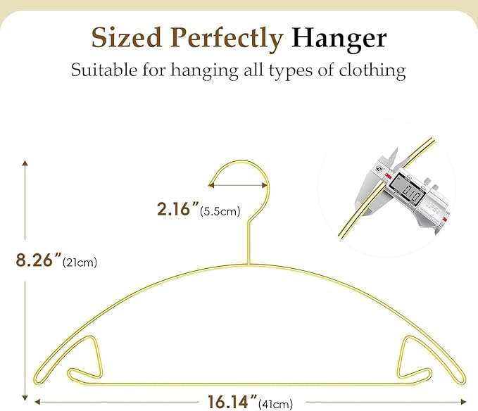 SPECILITE 15 Pack No Shoulder Bump Gold Coat Hangers for Clothes, Suit, Sweaters, Jackets, Pants, Heavy Duty, 0.1” Thick Space-Saving