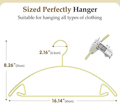 SPECILITE 15 Pack No Shoulder Bump Gold Coat Hangers for Clothes, Suit, Sweaters, Jackets, Pants, Heavy Duty, 0.1” Thick Space-Saving