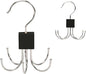 2pcs 360° Rotating 6-Claw Multi-Function Hook Closet Hanging Organizer Hangers for Clothes Hats Scarves Belts, Stainless Steel Rotary Hook Hanger for Kitchen Bathroom Office Home Storage Rack (Black)