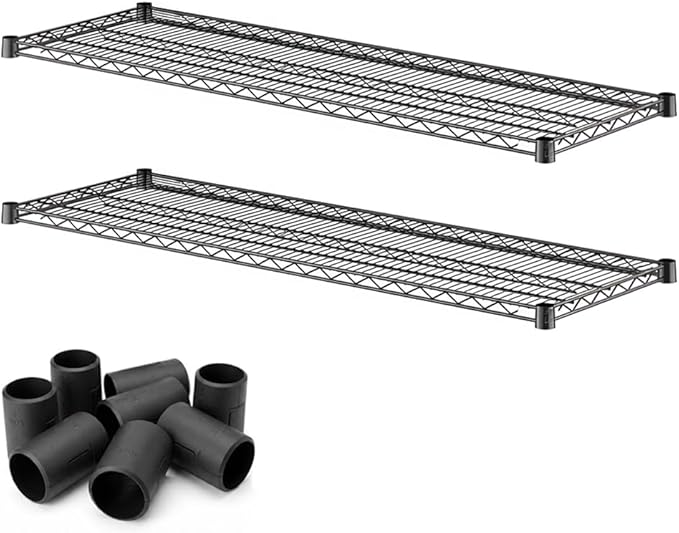 2 Pack Black Additional Wire Shelf for 18" x 54" Shelving Units, Replacement Shelves for Wire Rack