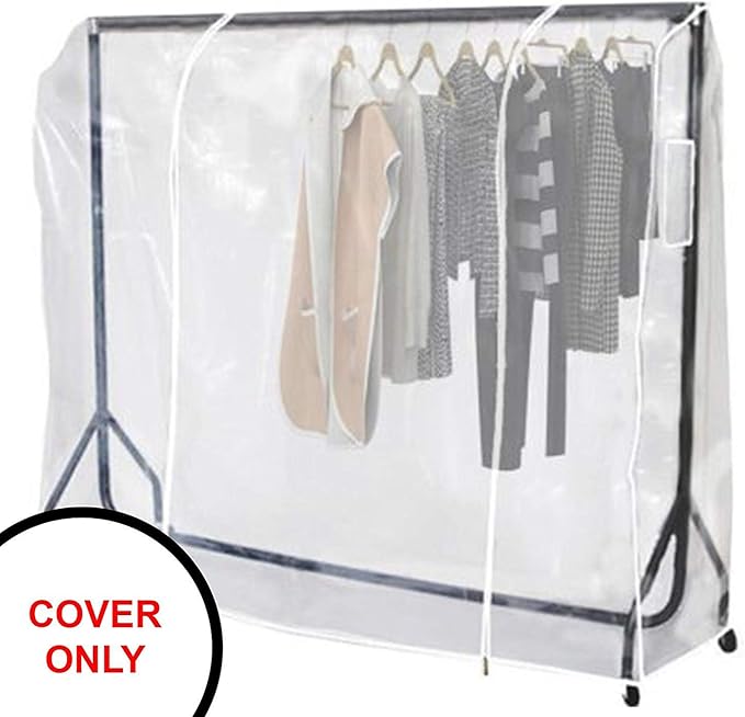 Ruibo Clear Garment Rack Cover for Clothes Rack Cover with 2 Durable Zipper/Clothing Waterproof, Dustproof Protector (M:59x20x60 inch)