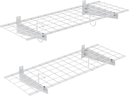 TORACK 2 Pack Garage Storage Wall Shelves, 15" x 45" Wall Mounted Wire Shelves for Garage Heavy Duty Wall Shelving(Pack of 2, White)