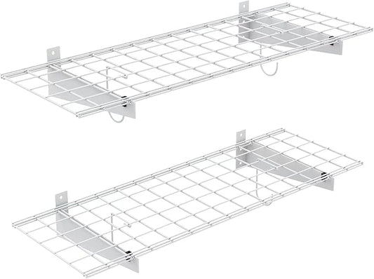 TORACK 2 Pack Garage Storage Wall Shelves, 15" x 45" Wall Mounted Wire Shelves for Garage Heavy Duty Wall Shelving(Pack of 2, White)