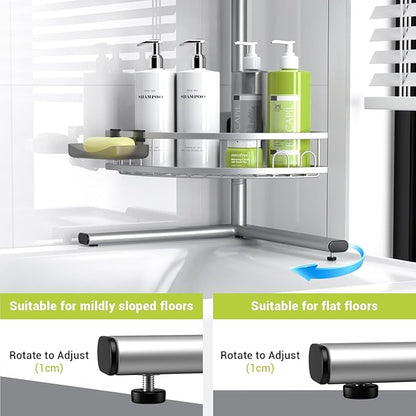 Aitatty Standing Shower Caddy Corner: 4-tier Rustproof Shower Organizer Shelf - Floor Shower Corner Shelf Rack Stand for Bathroom Chrome