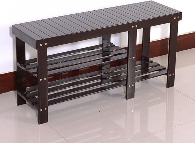None/Brand Bamboo Shoe Rack with Storage Shelf, Three-Layer Wooden Shoe Rack, can Hold 551 pounds, Very Suitable for Corridor, Bathroom, Living Room and Corridor Entrance (Coffee(Boots Version))