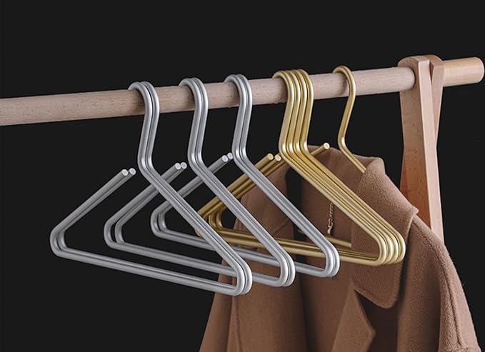 Premium Matte Silvery Aluminum Coat Hangers 6 Piece Set, 16.5” Extra Smooth & Durable Metal Shirt Dress Hanger,Aluminum Alloy Hanger,Clothing Support,Clothing Hang