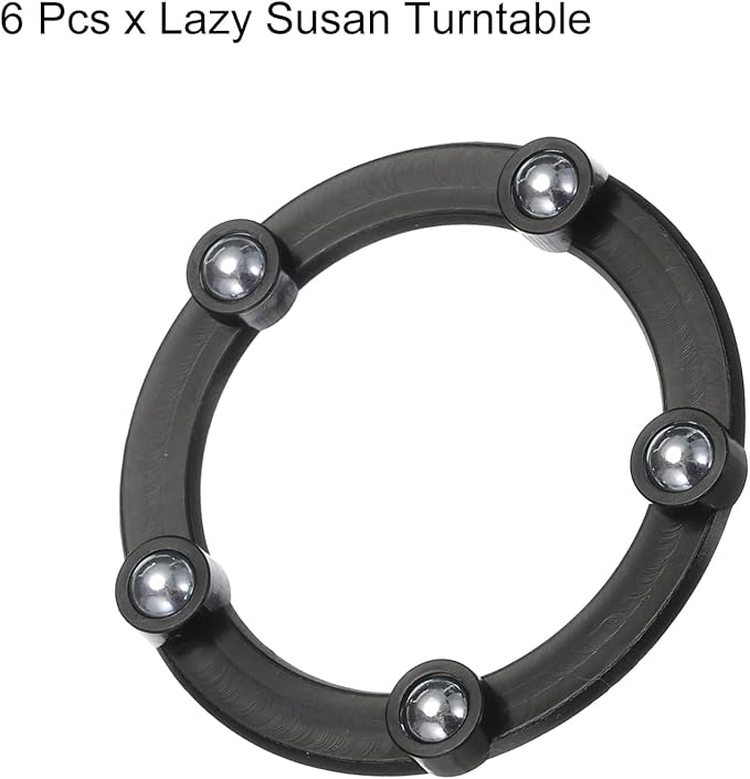 MECCANIXITY 2inch Rotating Swivel Stand with Steel Ball Bearings Annular Lazy Susan Base Turntable for Kitchen Corner Cabinets, 55 x 40mm Black Pack of 6