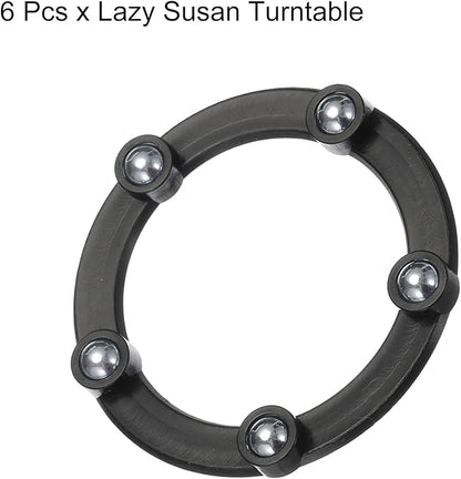 MECCANIXITY 2inch Rotating Swivel Stand with Steel Ball Bearings Annular Lazy Susan Base Turntable for Kitchen Corner Cabinets, 55 x 40mm Black Pack of 6