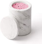 Marble Canister with Lid Natural Qtip Holder for Cotton Swabs, Balls, Pads, Floss Picks, Bath Salts - Vanity Makeup Storage Organizer Bathroom Essentials Accessories Decor White (DL011)