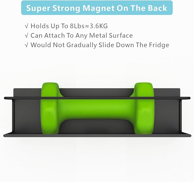 Magnetic Spice Rack For Refrigerator, Space Saving Magnetic Shelf For Fridge Matt Black 4 Pack With Magnetic Paper Towel Holder