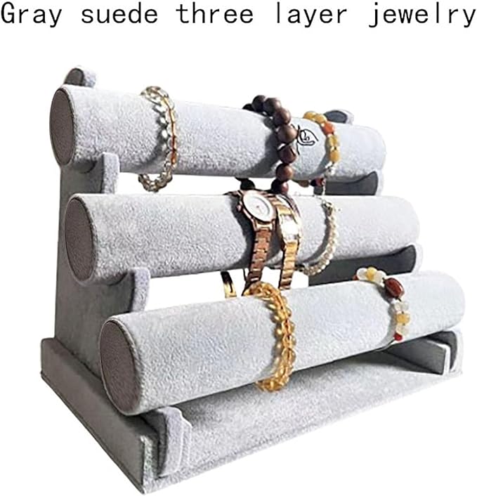 Flannelette Bracelet Display Stand,Jewelry Bracelet Necklace Rack Display Holder (gray)