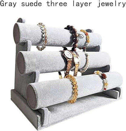 Flannelette Bracelet Display Stand,Jewelry Bracelet Necklace Rack Display Holder (gray)