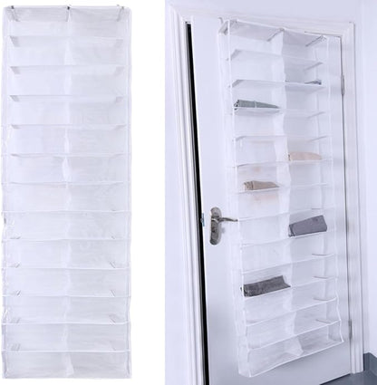 CHILDWEET 2pcs over The Door Shoe Organizer 26 Pockets White Hanging Shoe Storage Bag for Closet Space-saving for Home and Entryway