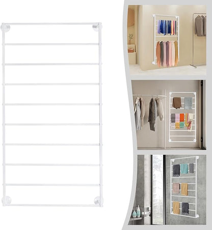 Wall Mounted Display Rack, 10-Tier Wall Mounted Scarf Rack, White Towels Storage Rack, Wrapping Paper Ribbon Organizer, Metal Wall Display Rack for Bedroom, Retail Store, Flower Shop
