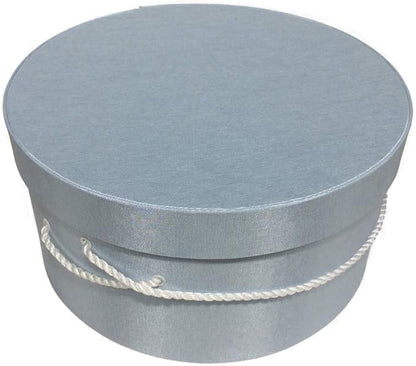 Sarah's Hat Boxes Classic Light Blue Hat Box – 21.5" x 11.5" (Dia. x Ht.) Handmade in USA – Odorless Non-Toxic Adhesive, Cording Handle – Premium Storage for Hats & Accessories