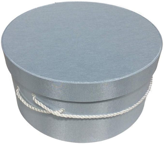Sarah's Hat Boxes Classic Light Blue Hat Box – 12.75" x 6.5" (Dia. x Ht.) Handmade in USA – Odorless Non-Toxic Adhesive, Cording Handle – Premium Storage for Hats & Accessories