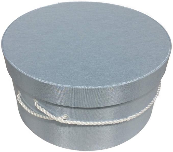 Sarah's Hat Boxes Classic Light Blue Hat Box – 21.5" x 11.5" (Dia. x Ht.) Handmade in USA – Odorless Non-Toxic Adhesive, Cording Handle – Premium Storage for Hats & Accessories
