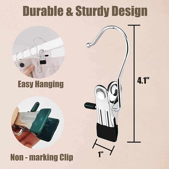 Pant Hangers with Clips, Metal Legging Organizer for Closet, 10 Pack Space Saving Hangers with Clips for Yoga Pants, Closet Organizers and Storage for Skirt/Jean/Hat/Short
