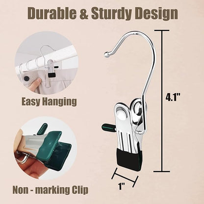 Pant Hangers with Clips, Metal Legging Organizer for Closet, 10 Pack Space Saving Hangers with Clips for Yoga Pants, Closet Organizers and Storage for Skirt/Jean/Hat/Short