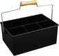 Alpha Living Home Heavy Duty Metal Alloy Utensil Silverware Caddy - 4 Compartment Flatware Organizer with Handle - Farmhouse Rustic Kitchen Storage for Countertop, Tabletop, Picnics & Parties (Black)