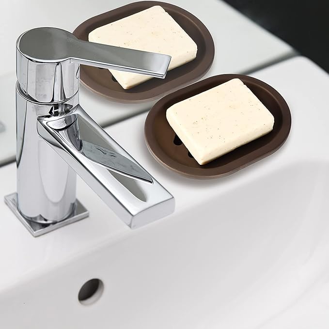 Topsky 2 Pcs Soap Dish for Shower, Double Layer Draining Soap Box with Drip Tray, Plastic - Bronze