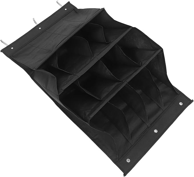 -the-door Shoe Organizer 12-grid Foldable Hanging Shoe Rack Black Vertical Storage Pocket for Narrow Doors and Closet Boot Storage