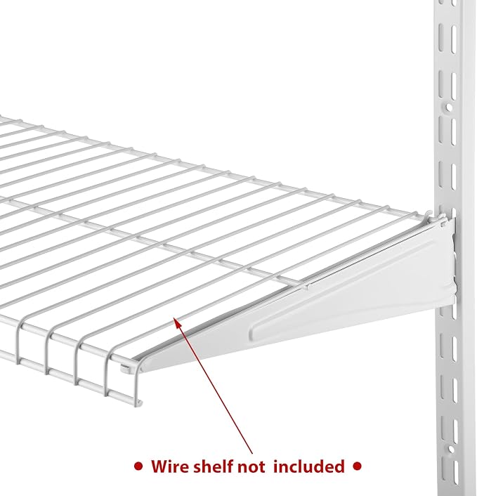 CroBlissful 47.5 Inch Twin Rail Upright Wall Shelving System with 12 Inch Locking Shelf Bracket Adjustable Closet System Heavy Duty Metal Support for Deep Wire Shelving Closet (8 Pcs)