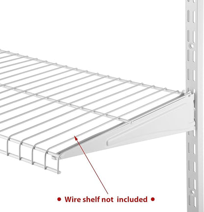 CroBlissful 47.5 Inch Twin Rail Upright Wall Shelving System with 12 Inch Locking Shelf Bracket Adjustable Closet System Heavy Duty Metal Support for Deep Wire Shelving Closet (8 Pcs)