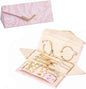 2-in-1 Travel Jewelry and Glasses Organizer, Foldable Case for Necklaces, Earrings, Rings, Bracelets, Pink Marble (Pink)