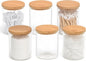BKYFPQ 6 Pack Glass Qtip Holder Dispenser Set - Apothecary Jars with Lids for Vanity Makeup Organizer - Bathroom Canister Storage Organizer