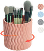 Makeup Brush Holder Organizer-360° Rotating Makeup Brush Storage,Pencil Pen Holder Cup,Desk Accessories,5 Slot Make up Brushes Cup, for Vanity Desktop Bathroom Countertop (Pink)