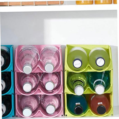 Amosfun Fridge Beverage Holder Organizer for Cans and Bottles Portable Storage Rack for Home and Bar Stackable Design Green for Efficient Space Use