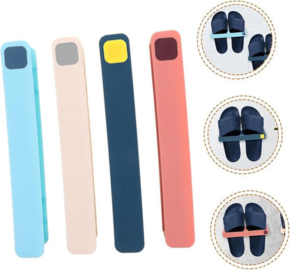 OSALADI Wall Mounted Shoe Rack Slipper Holder 4pcs Punch-free Slippers Hanging Organizer for Entryway and Bathroom, Space-saving Multi-color Shoe Shelf Set