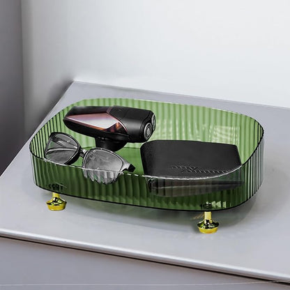Perfume Organizer, Bathroom Vanity Tray, Acrylic Makeup Trays for Dresser Top, Countertop Decorative Plastic Decor Tray, Perfume Organizer for Women, organizador de perfumes Dark Green