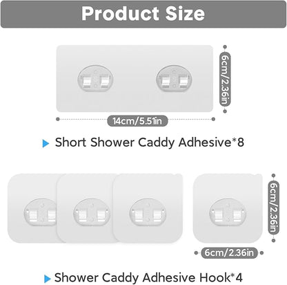 12 Pack Adhesive Replacement, Strong Adhesive Hooks, Waterproof Adhesive Strips, No Drilling, for Bathroom Storage Shelves and Kitchen Racks
