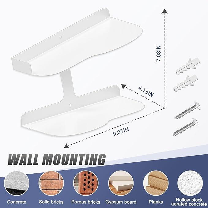 2 Pcs Floating Shoe Display Shelves for Wall Mount,H-Type Sturdy Levitating Shoe Wall Shelf,Sneaker Holders Rack for Shoes Collectors Advertising Exhibition Shoe Store Show Shoe Shelf for Wall White