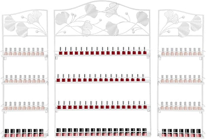 4 Tier Wall-Mounted Nail Polish Storage Racks 3PCS Metal Nail Polish Organizer Shelf for Wall Cosmetic Display Cases Perfume Lipstick Display Stand for Home Spa Nail Salon