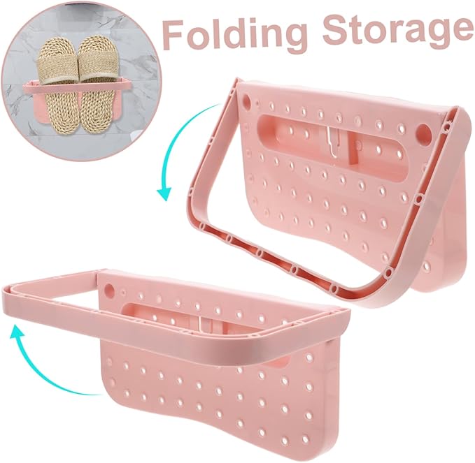 Ciieeo 4pcs Wall Mounted Foldable Shoe Rack Sticky Shoes Holder Organizer for Slippers Space Saving Storage Solution for Home Entryway and Closet (White Pink Grey Blue)