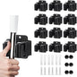 JAMEND CLXP 12PCS Broom and Mop Holder, Heavy Duty Garden Tool Organizer Rack Rake and Shovel Handle, Stainless Steel Mop Hanger. Wall Mounted with Screws.Matte Black