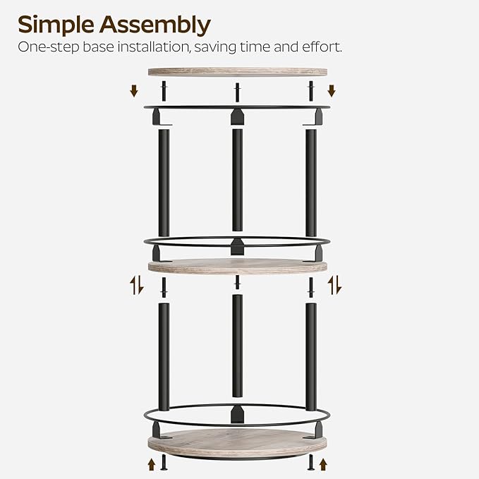 YATINEY Spice Rack, Set of 2 Lazy Susan Organizer, 3-Tier Turntable Organizer, Rotating Spice Rack Organizer For Cabinet, Compact and Versatile, Greige and Black SR23L2BG