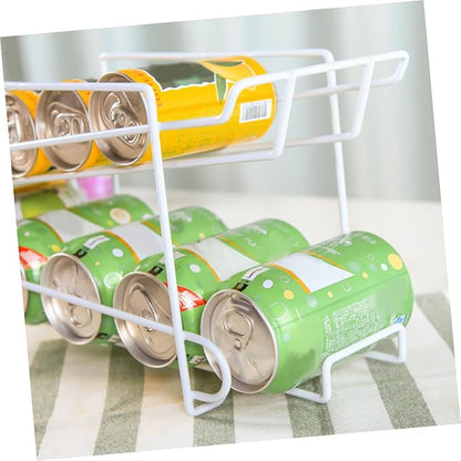 NUOBESTY Automatic Covering Position Iron Rack Can Storage Organizer White Refrigerator Fridge Beverage Dispenser for Kitchen and Home
