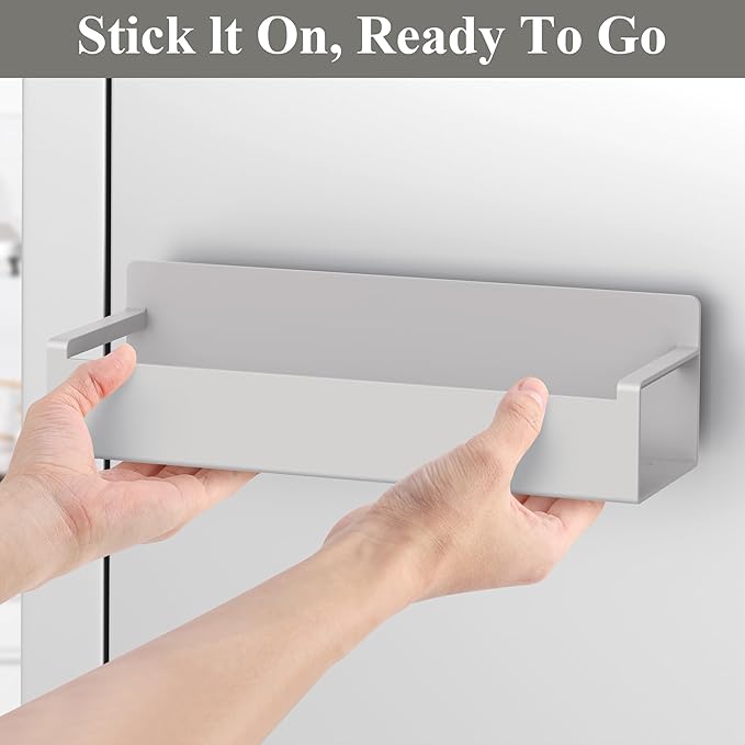 HuggieGems 4 Pack Magnetic Spice Rack Organizer for Refrigerator and Oven, Light Grey Fridge Organizers and Storage for Kitchen
