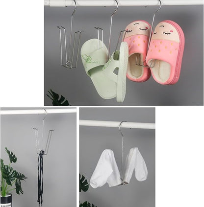 Shoes Drying Rack Laundry Hanger Hook Stainless Steel Shoes Hanging Shelf Organizer Space Saving Home Wardrobe Storage