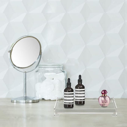 Vanity Bathroom Tray, Acrylic Rectangle Decorative Catchall Organizer Storage Tray (Medium-Clear)
